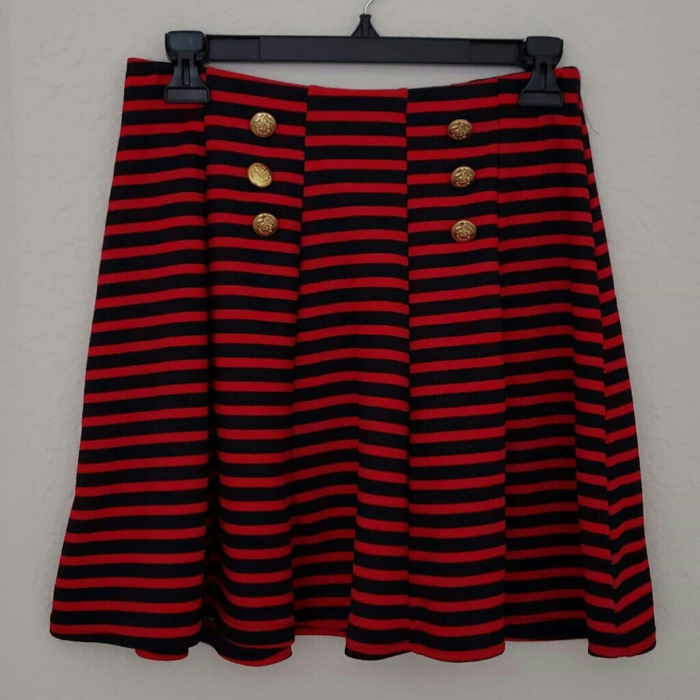 Red and Navy Striped Skirt